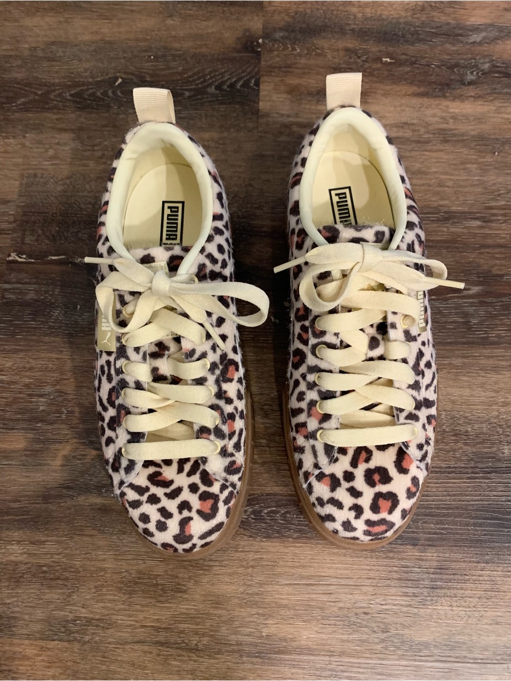 Puma Women's Leopard Print Suede Sneakers in Cream - Picture 2 of 5